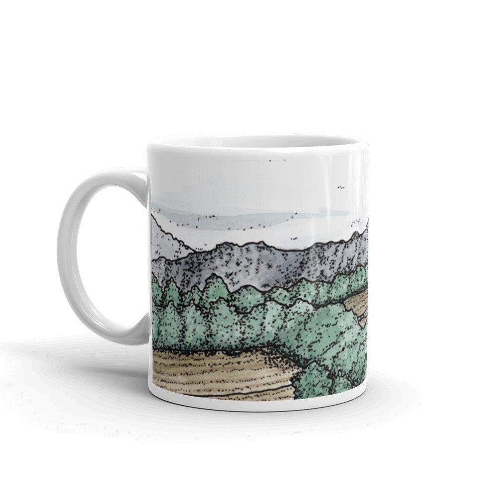 BellavanceInk: Coffee Mug With Pen & Ink Watercolor Sketch Of Farm Near Crozet, Virginia - BellavanceInk