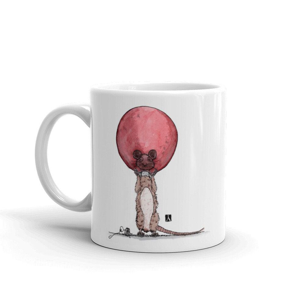 BellavanceInk: Coffee Mug With Mouse With Head Stuck In Christmas Bulb Pen/Ink Watercolor - BellavanceInk