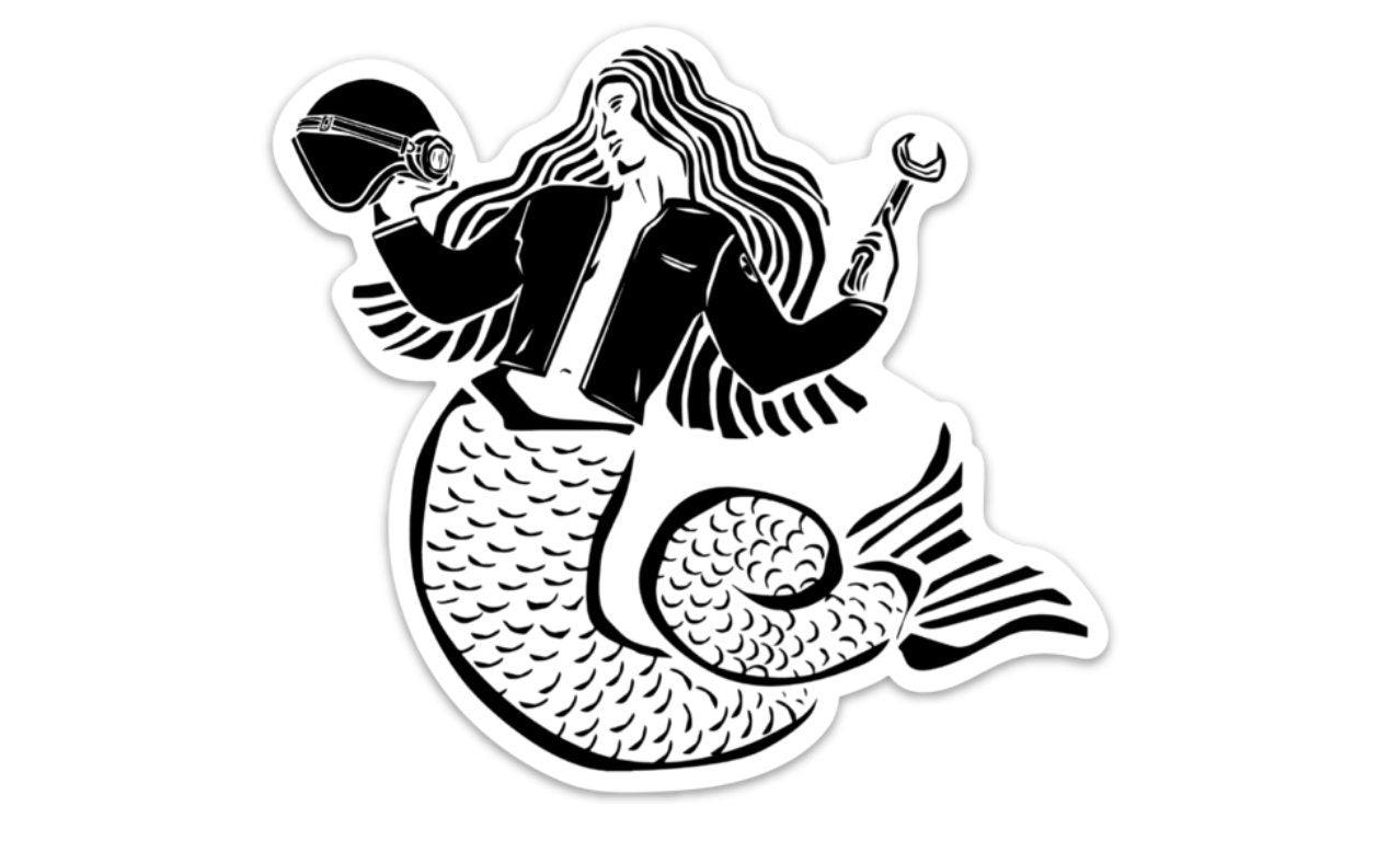 BellavanceInk: Mermaid Moto Lady Vinyl Sticker Illustration - BellavanceInk