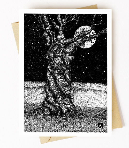 BellavanceInk: Hand Drawn Custom Valentines Day Card With Optional Tree Carving Engraving Pen & Ink Illustration 5 x 7 Inches - BellavanceInk