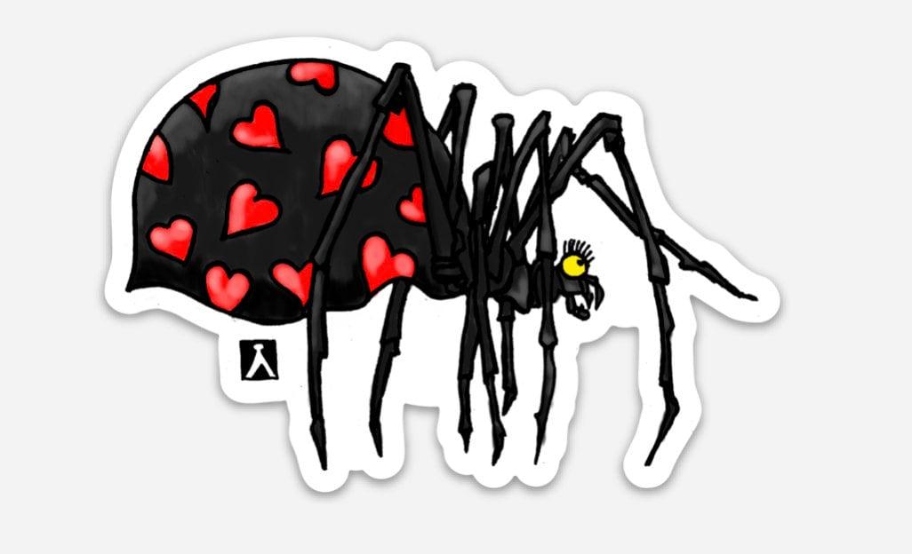 BellavanceInk: Black Widow Spider Valentine Pen & Ink Drawing On A Vinyl Sticker - BellavanceInk