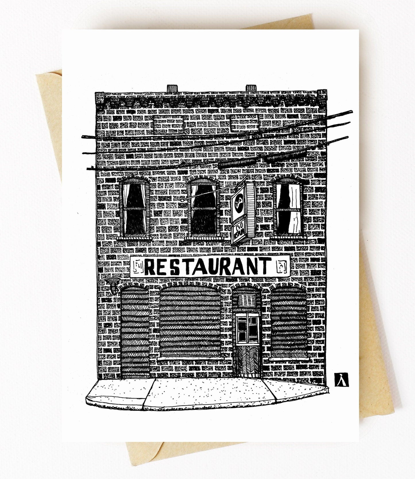 BellavanceInk: Greeting Card With A Pen & Ink Drawing Of C And O Restaurant In Charlottesville 5 x 7 Inches - BellavanceInk