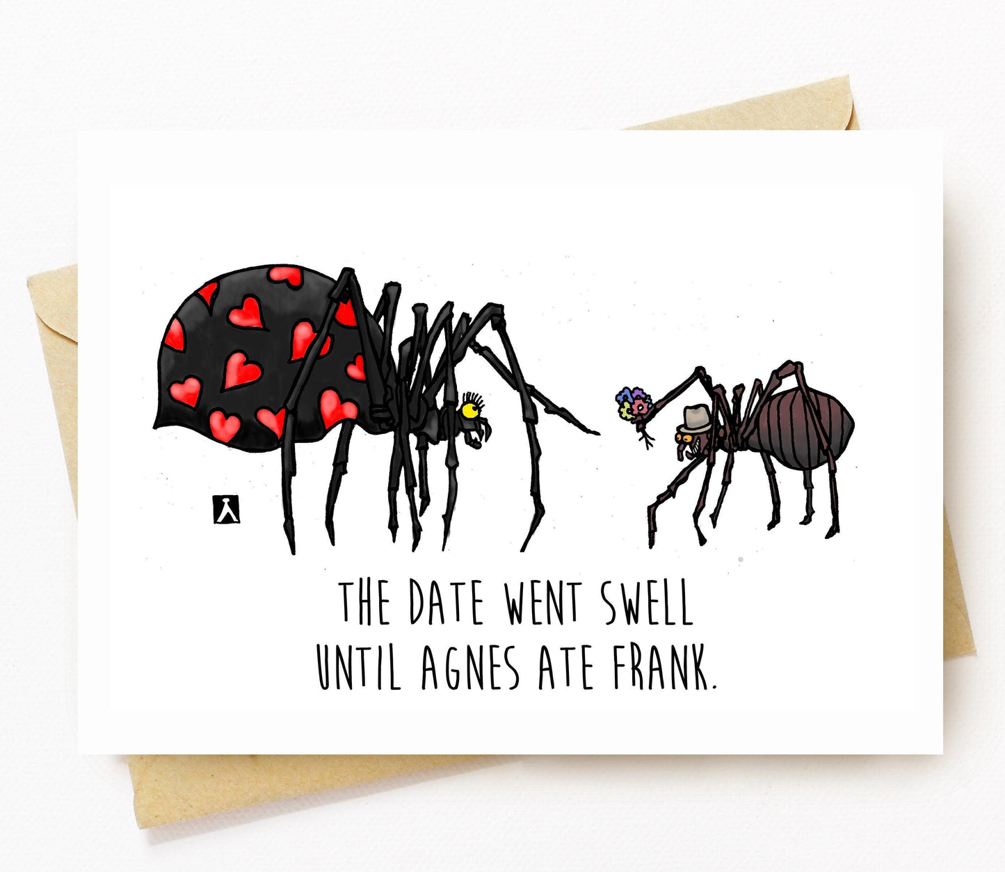 BellavanceInk: Hand Drawn Valentines Day Cards Black Widow On A Date Pen & Ink Illustration 5 x 7 Inches - BellavanceInk