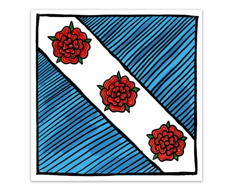 BellavanceInk: Crozet Flag Vinyl Sticker Virginia Pen and Ink Illustration - BellavanceInk