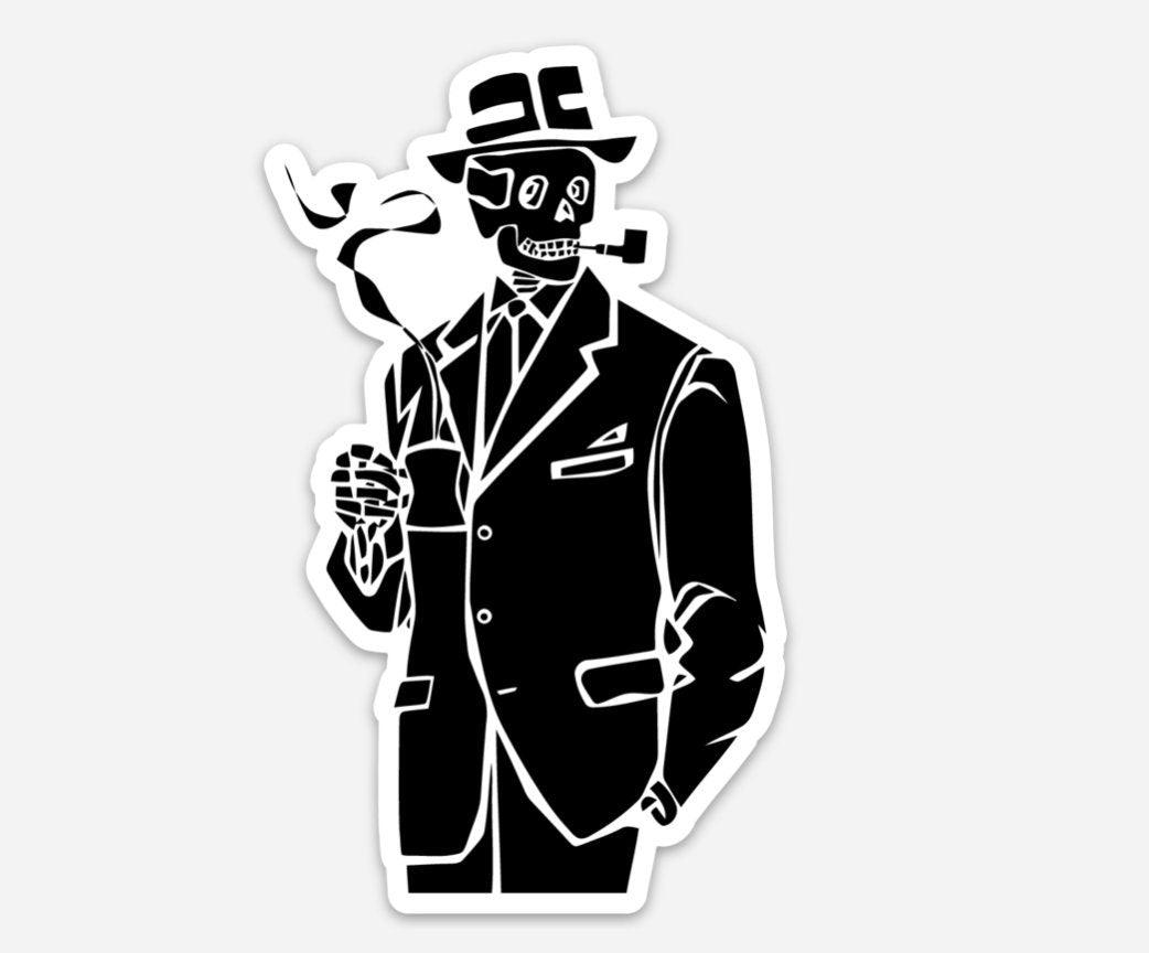 BellavanceInk: The Grim Reaper And His Morning Cup Of Coffee Illustration On A Vinyl Sticker - BellavanceInk