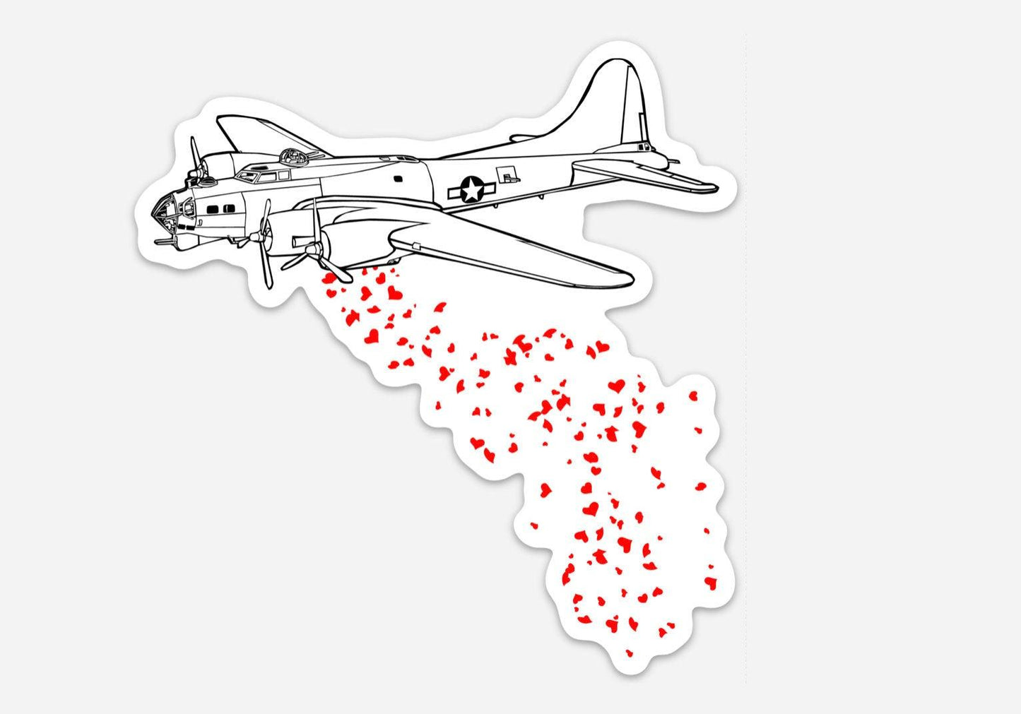 BellavanceInk: B17 Flying Fortress Love Bomber Pen & Ink Drawing On A Vinyl Sticker - BellavanceInk