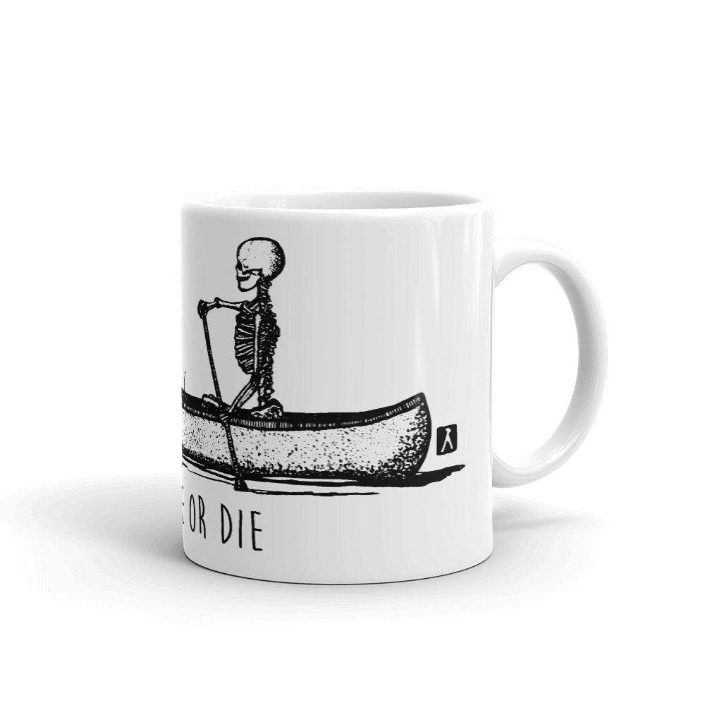 BellavanceInk: Coffee Mug With Pen & Ink Drawing Of Skeleton Family In A Canoe - BellavanceInk