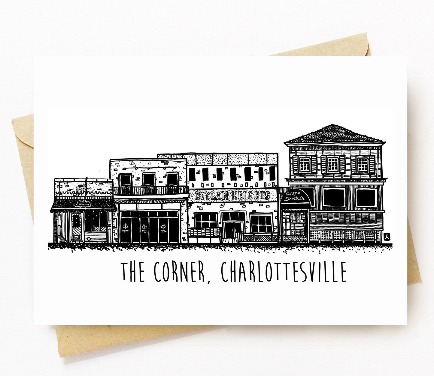 BellavanceInk: Greeting Card Of The Corner In Charlottesville Virginia Near University Avenue 5 x 7 Inches - BellavanceInk