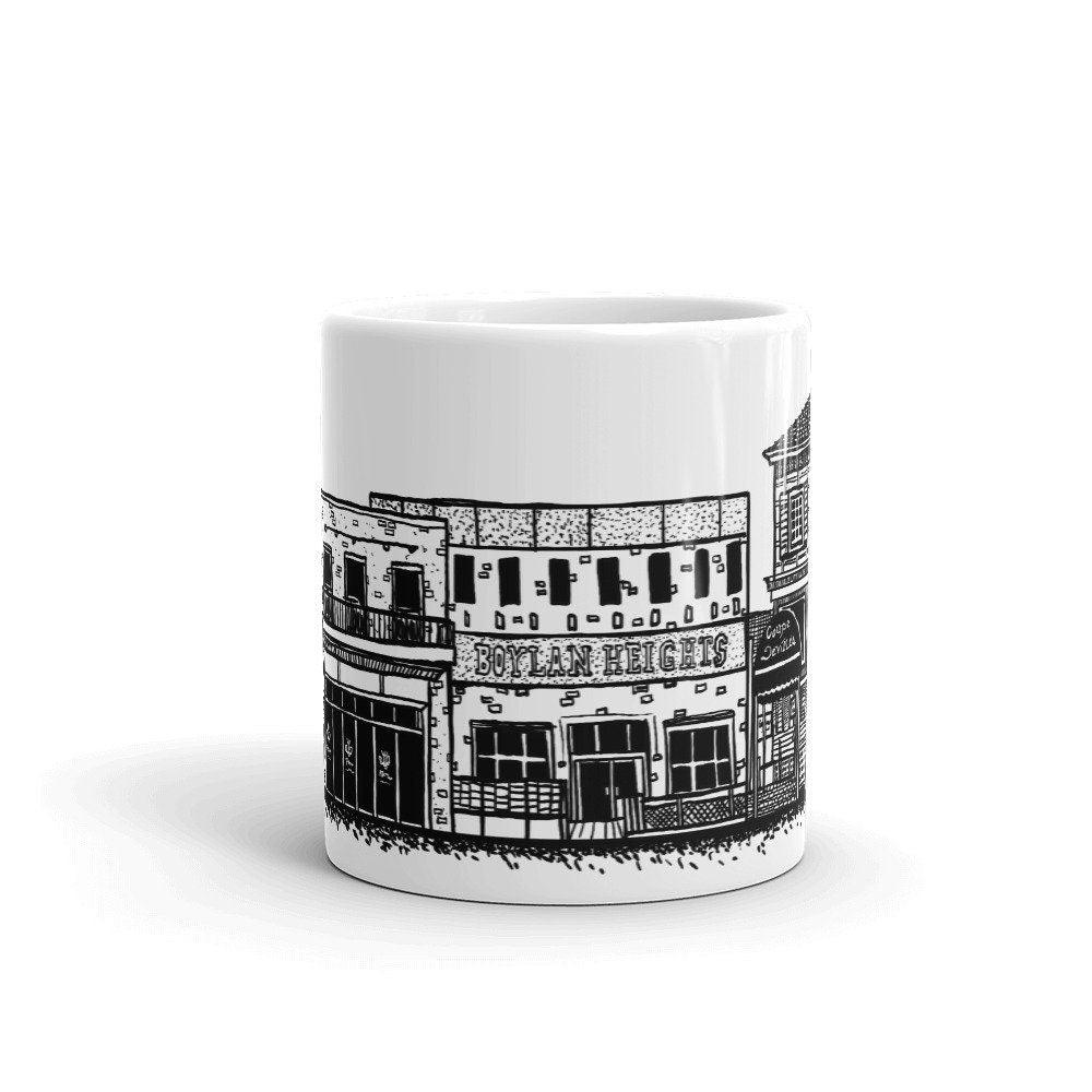 BellavanceInk: Coffee Mug With Pen & Ink Sketch Of The Corner Near University Avenue in Charlottesville, Virginia - BellavanceInk