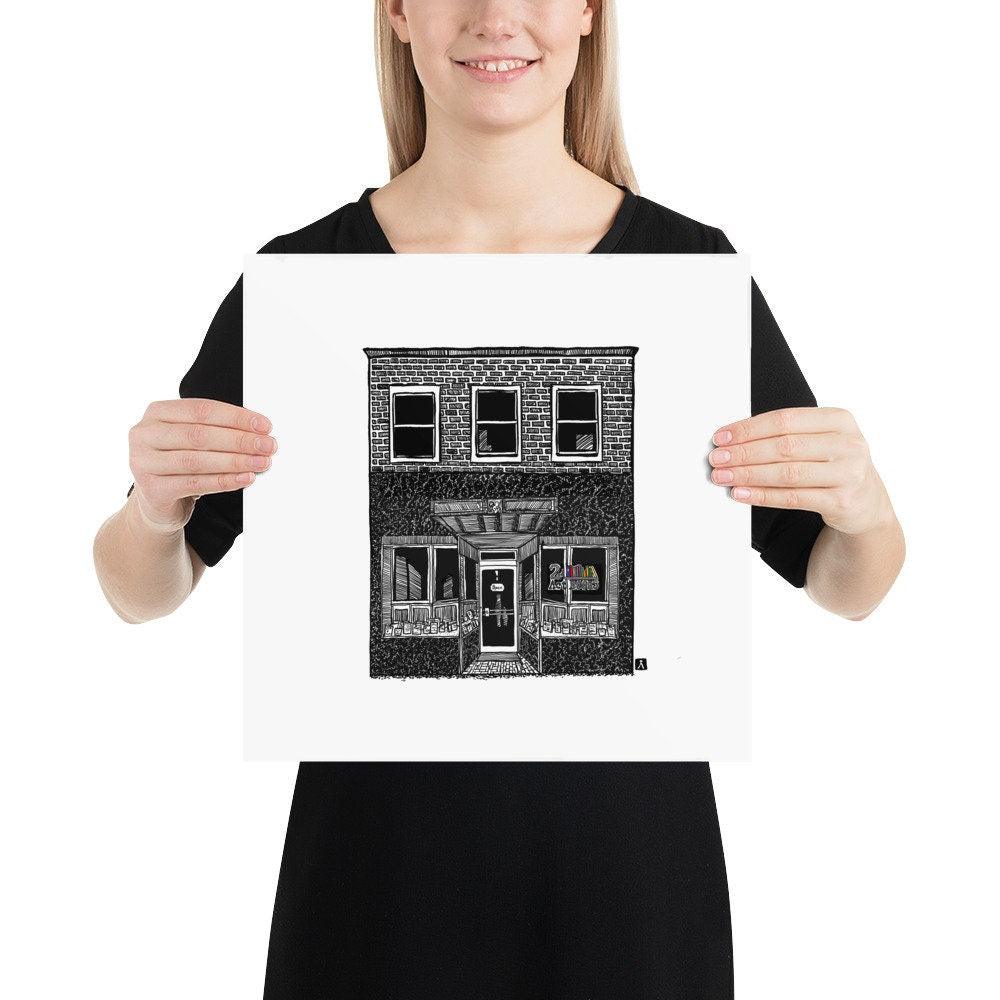 BellavanceInk: Pen & Ink Illustration Print of Charlottesville 2nd Act Bookshop On The Downtown Mall - BellavanceInk