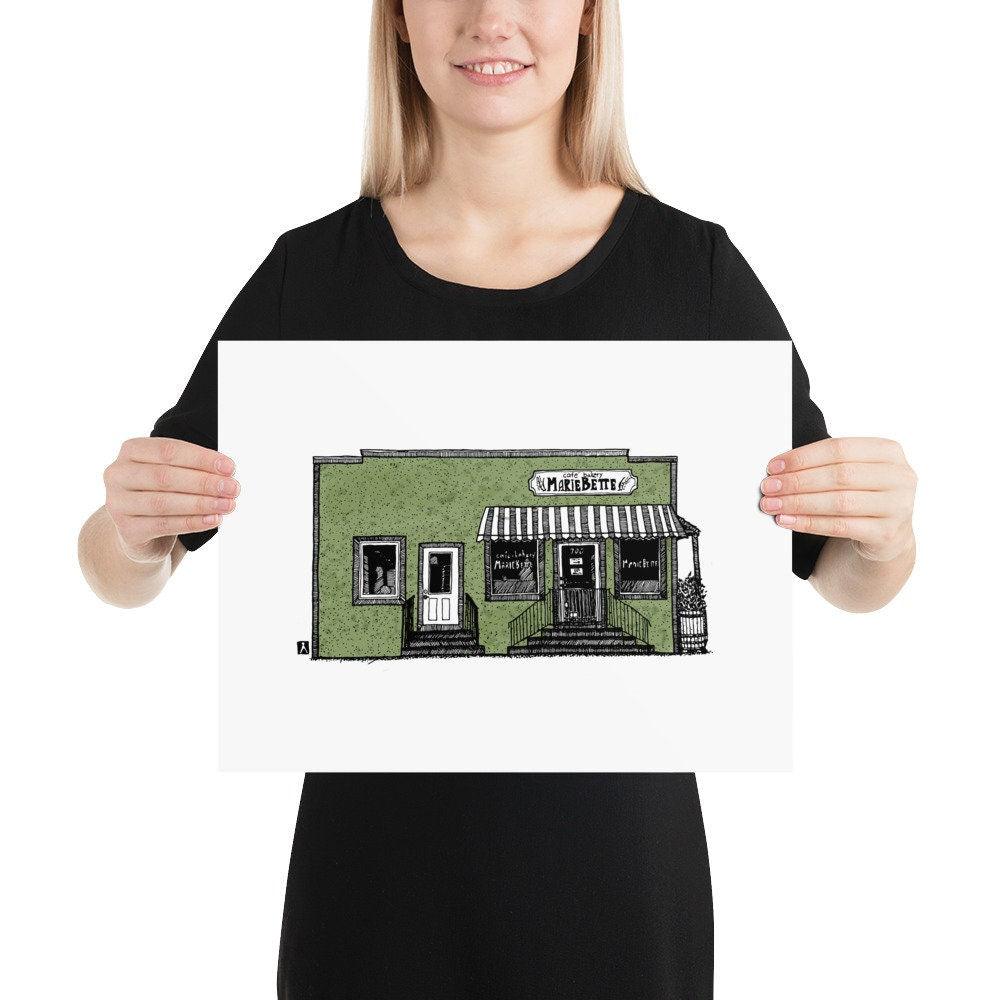 BellavanceInk: Pen And Ink Watercolor of MarieBette Bakery And Cafe In Charlottesville Virginia - BellavanceInk