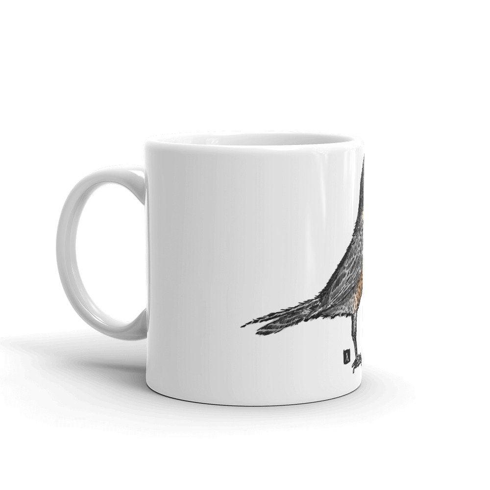 BellavanceInk: Coffee Mug With An American Robin Pen And Ink/Watercolor Illustration - BellavanceInk
