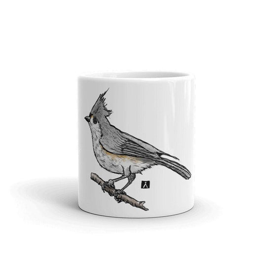 BellavanceInk: Coffee Mug With Tufted Titmouse On A Tree Branch Pen & Ink Watercolor Illustration - BellavanceInk