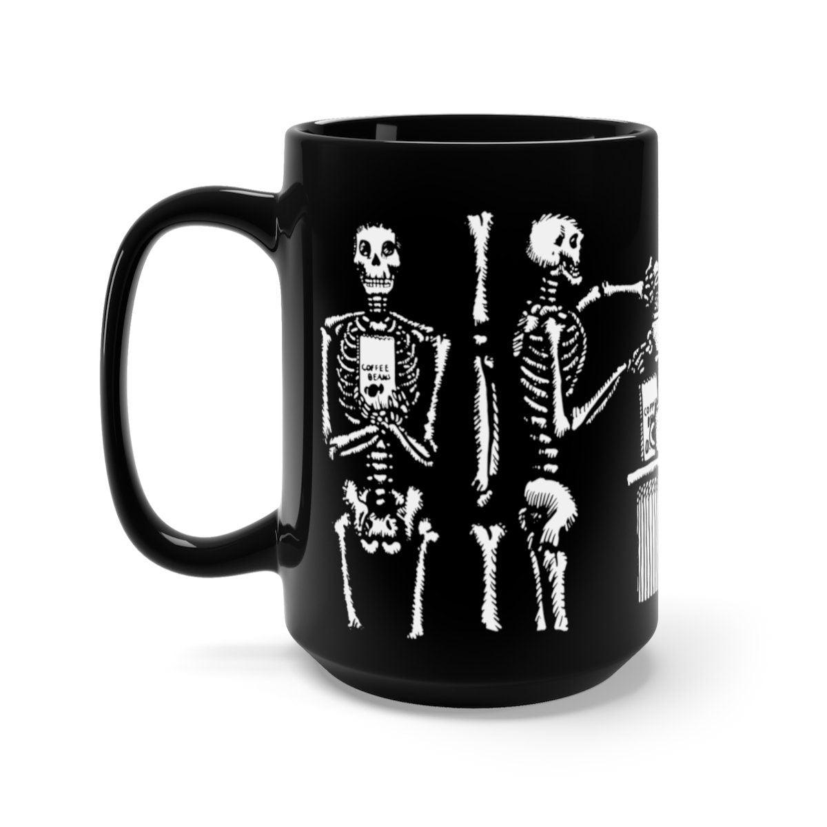 BellavanceInk: Coffee Mug With Pen & Ink Drawing Of Skeleton Making A Cup Of Coffee In 4 Stages - BellavanceInk