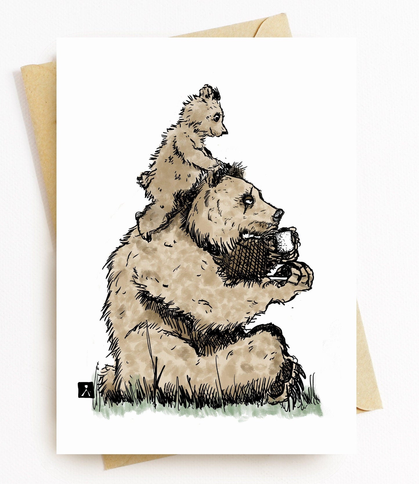 BellavanceInk: Father's Day Card With Grizzly Dad & Cub 5 x 7 Inches - BellavanceInk