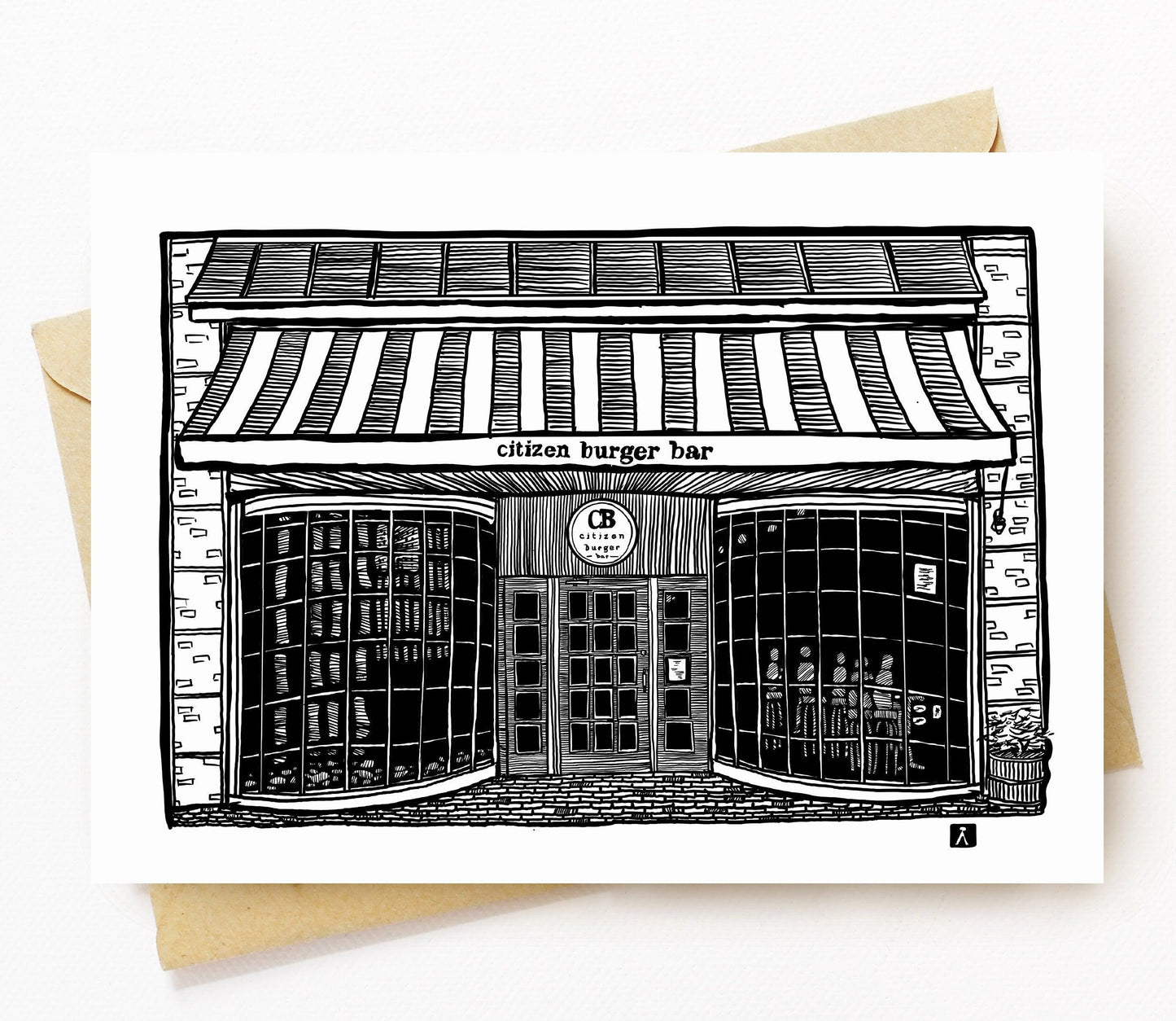 BellavanceInk: Greeting Card With The Charlottesville Restaurant Citizen Burger 5 x 7 Inches - BellavanceInk