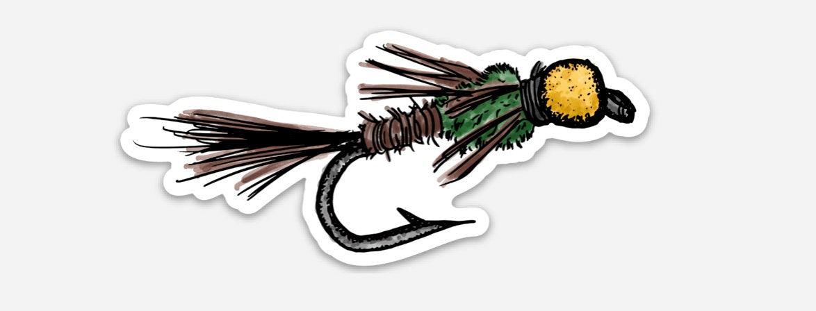 BellavanceInk: Vintage Fly Fishing Lure Vinyl Sticker Pen & Ink Illustration
