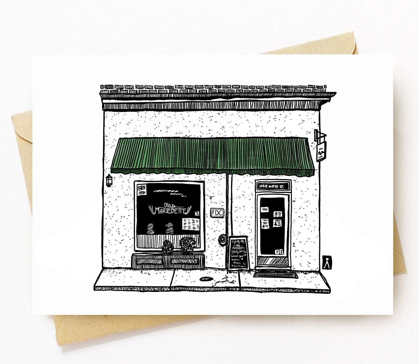 BellavanceInk: Greeting Card With A Pen & Ink Drawing Of MarieBette Petite Bakery in Charlottesville Virginia 5 x 7 Inches - BellavanceInk