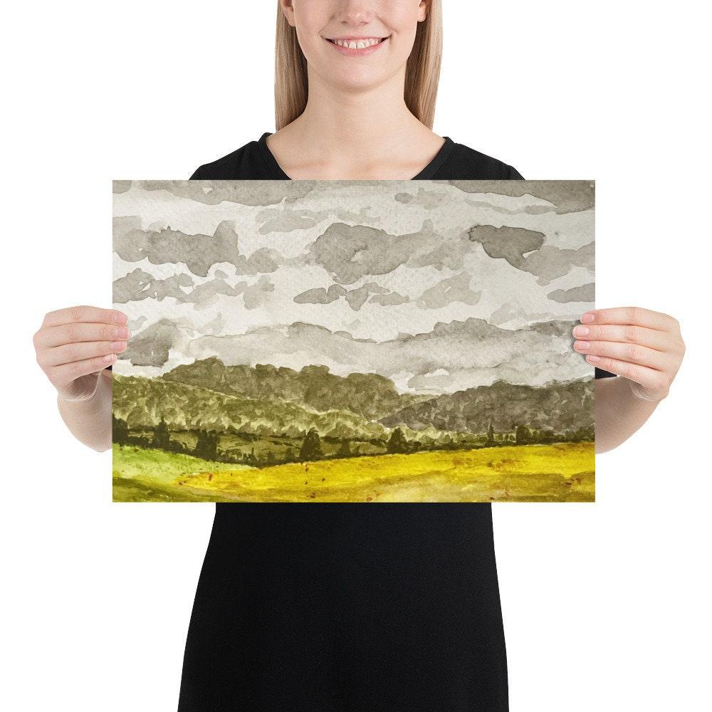 BellavanceInk: Watercolor Landscape Of Crozet Virginia Area Mountains Along Three Notched Road - BellavanceInk