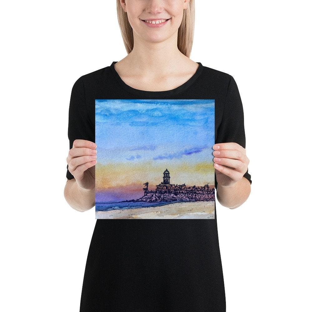 BellavanceInk: Watercolor And Pen And Ink Painting Of A Beach View At Cerritos Surf Town Beach In Baja Mexico Limited Prints - BellavanceInk