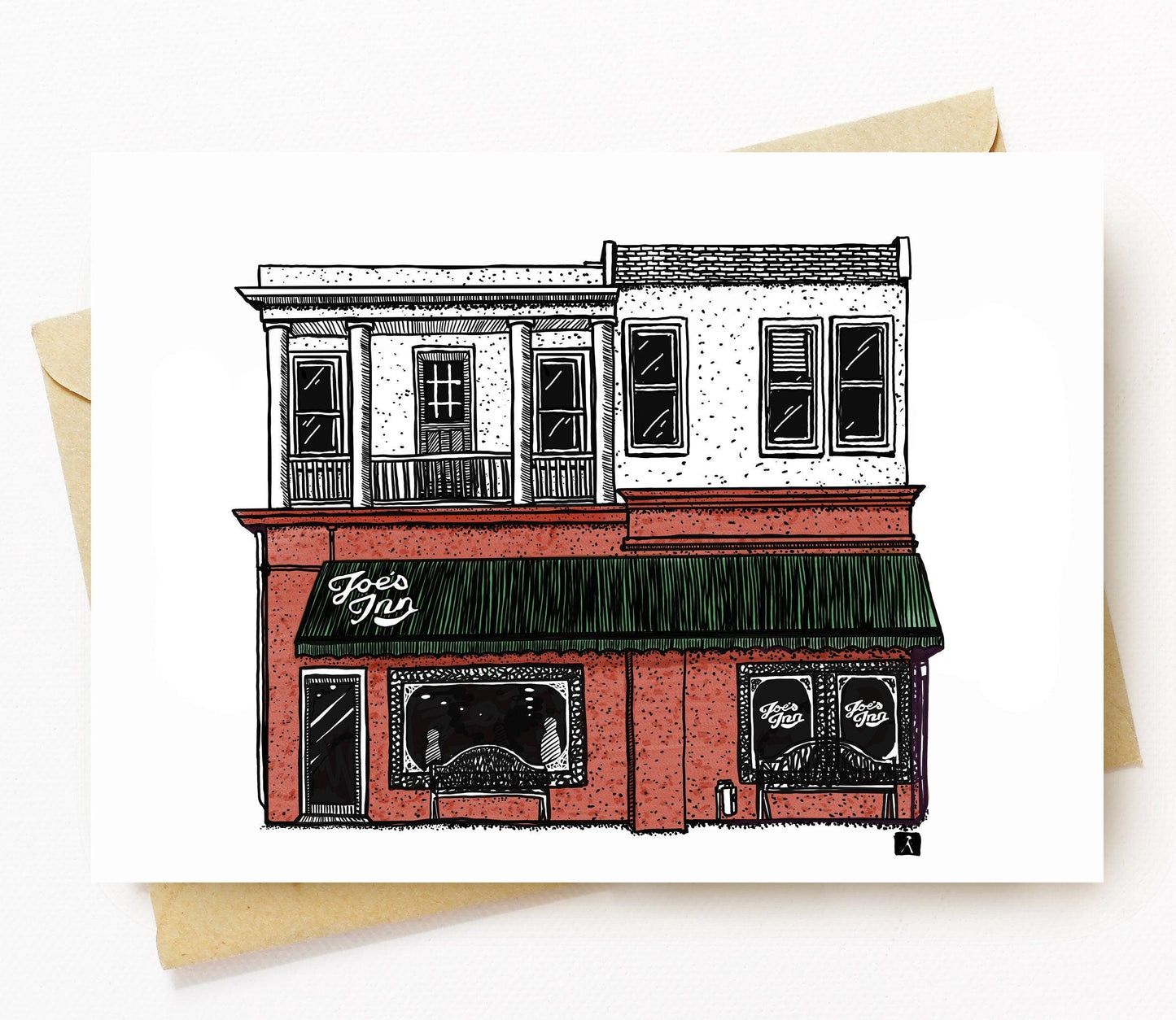 BellavanceInk: Richmond Cultural Landmark Greeting Card With A Pen & Ink Drawing Of Joe's Inn In Richmond Virginia 5 x 7 Inches - BellavanceInk