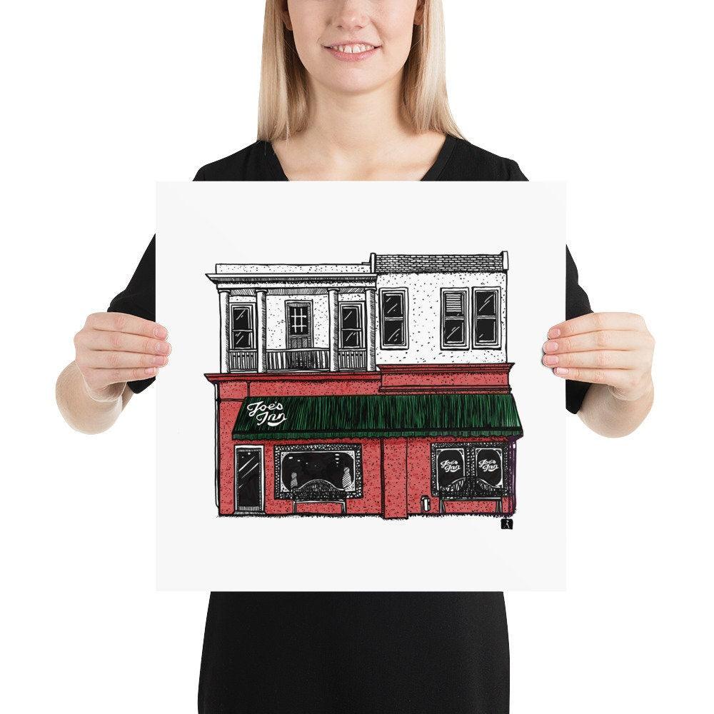 BellavanceInk: Richmond Cultural Landmark Limited Print With A Pen & Ink Drawing Of Joe's Inn In Richmond Virginia - BellavanceInk
