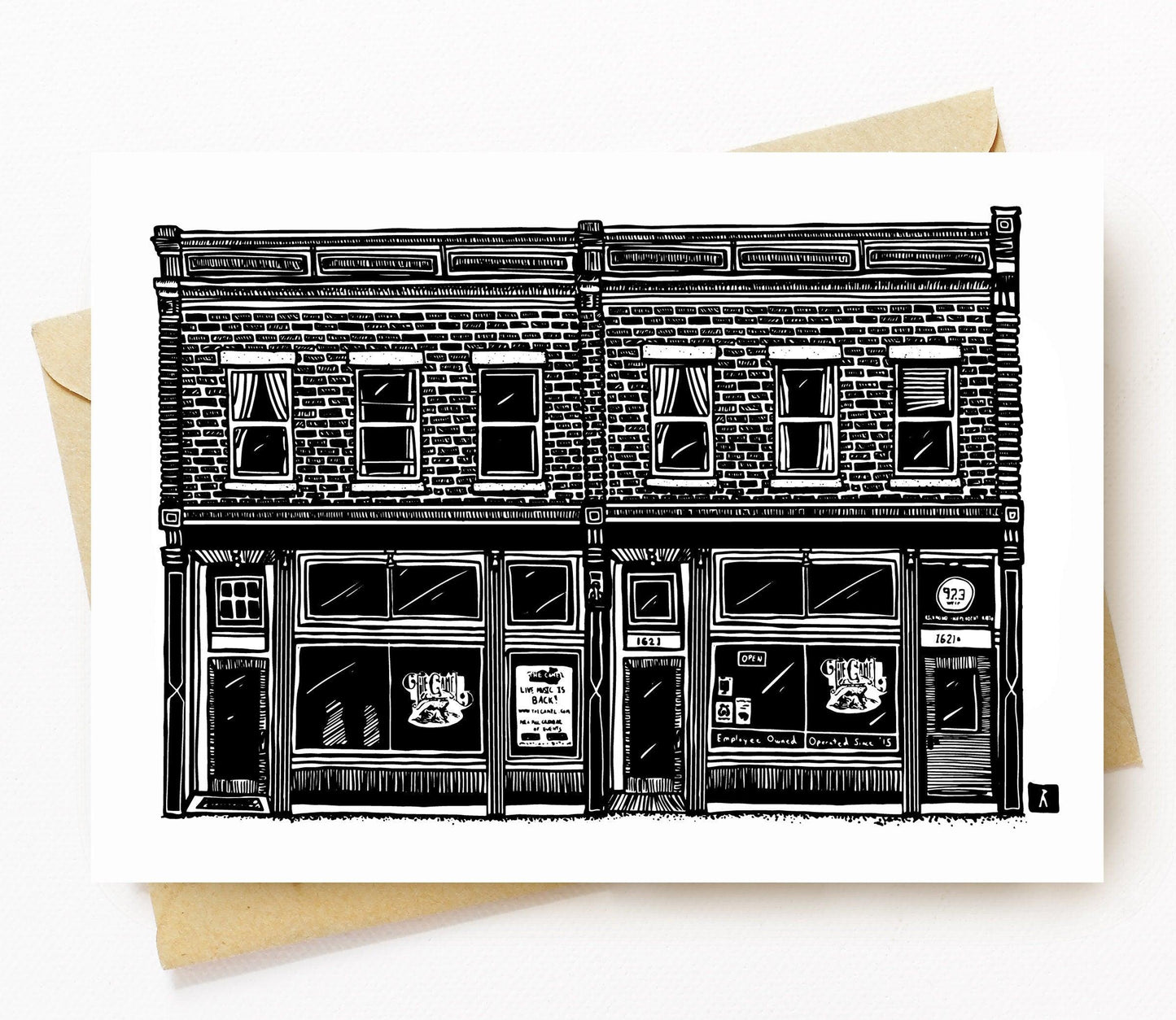 BellavanceInk: Greeting Card With A Pen And Ink Drawing Of The Camel Bar And Grill In Richmond Virginia 5 x 7 Inches - BellavanceInk