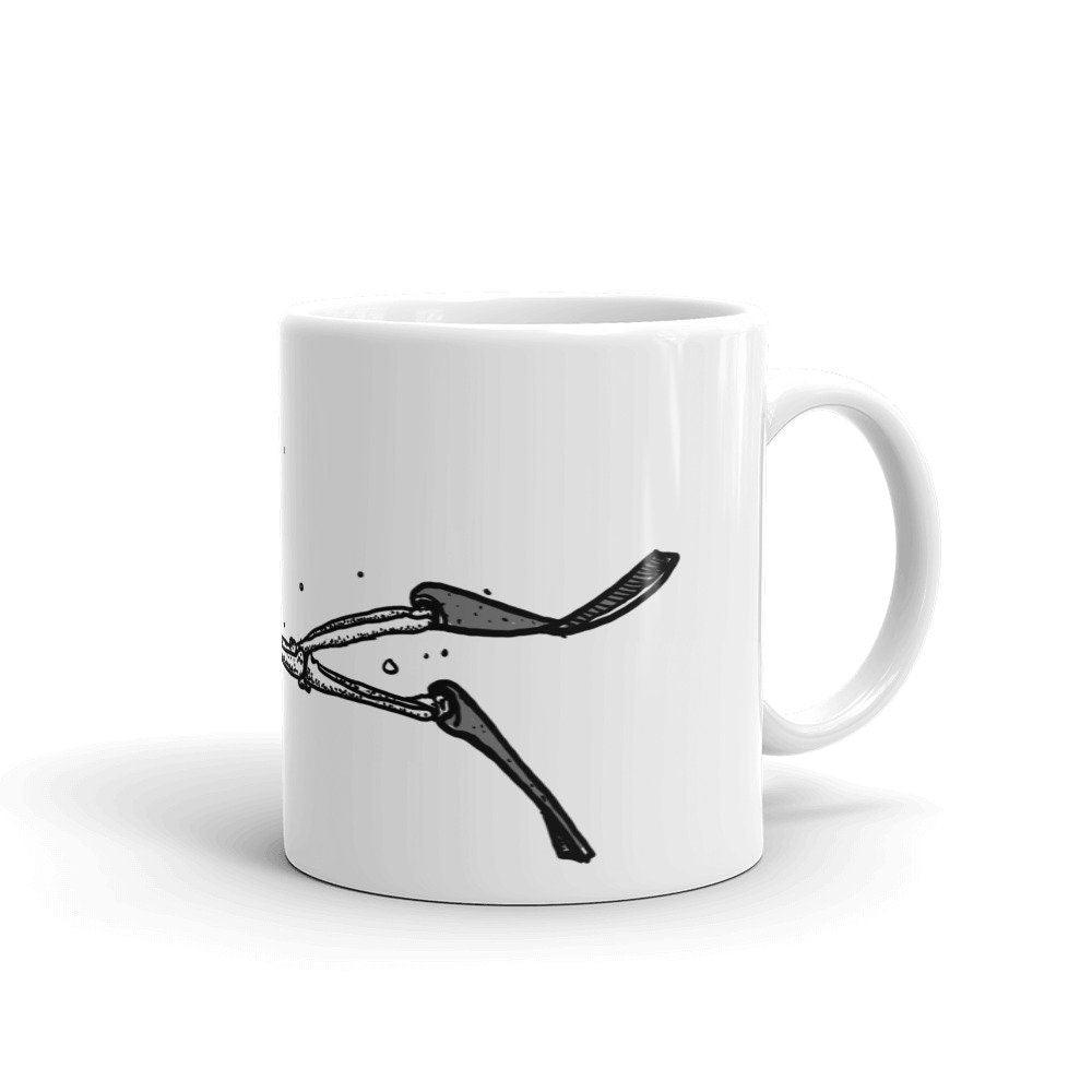 BellavanceInk: Coffee Mug With Pen & Ink Drawing Of A Skeleton Scuba Diving In The River Styx - BellavanceInk