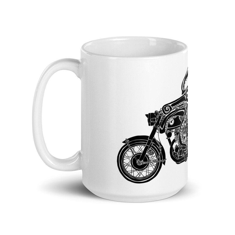 BellavanceInk: Coffee Mug With Octopus Riding Their Cafe Racer Motorcycle - BellavanceInk