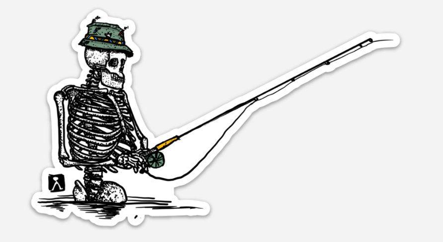 BellavanceInk: Skeleton Fly Fishing In The River Styx Vinyl Sticker Il