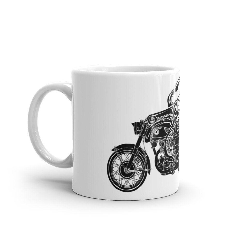 BellavanceInk: Coffee Mug With Octopus Riding Their Cafe Racer Motorcycle - BellavanceInk
