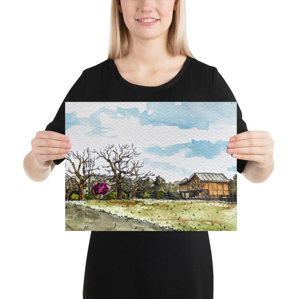 BellavanceInk: 8 x 12 Original Watercolor And Prints Of Farm In Afton Virginia With Barn - BellavanceInk