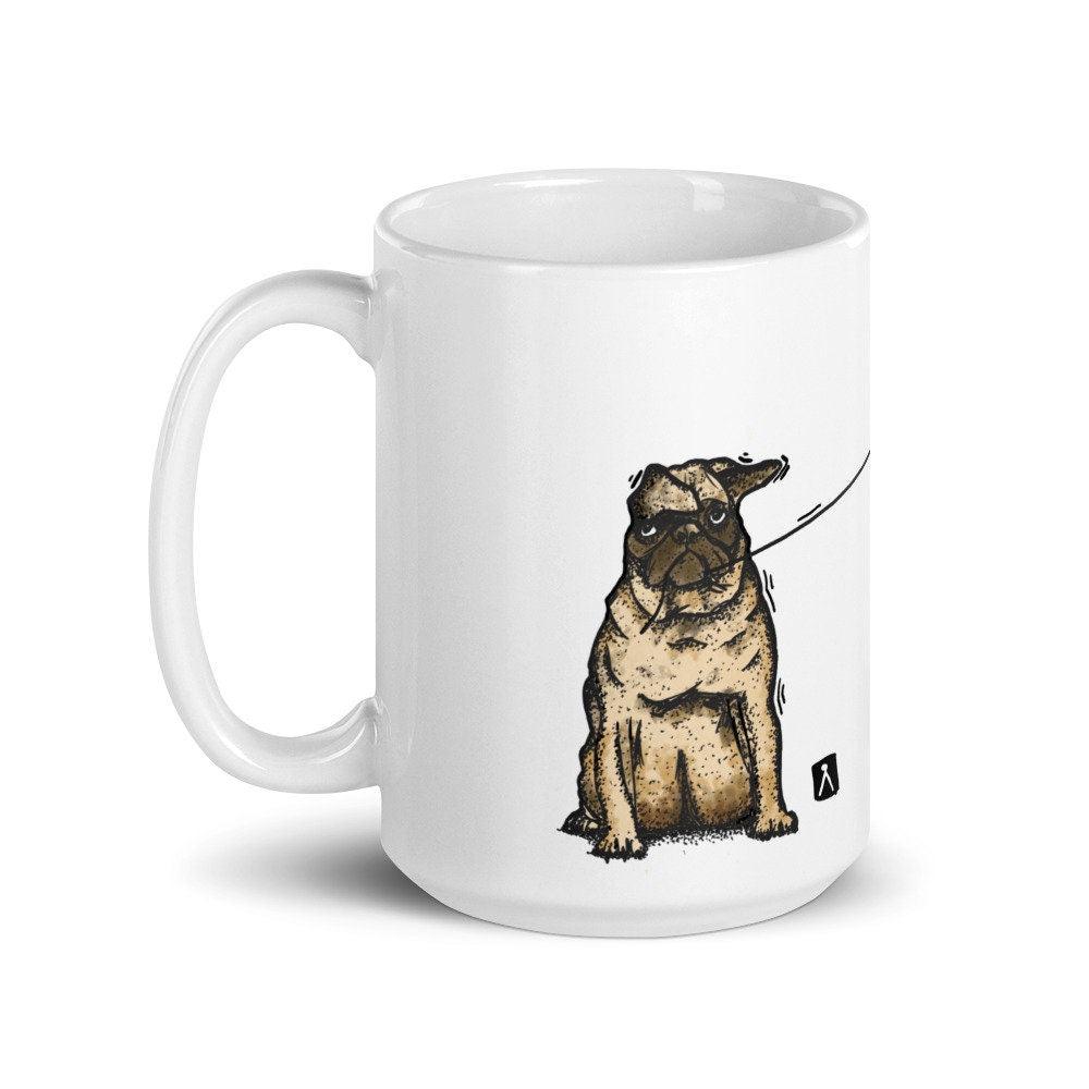 BellavanceInk: Coffee Mug With With Pug And Her Balloon Pen & Ink Watercolor Illustration 5 x 7 Inches - BellavanceInk