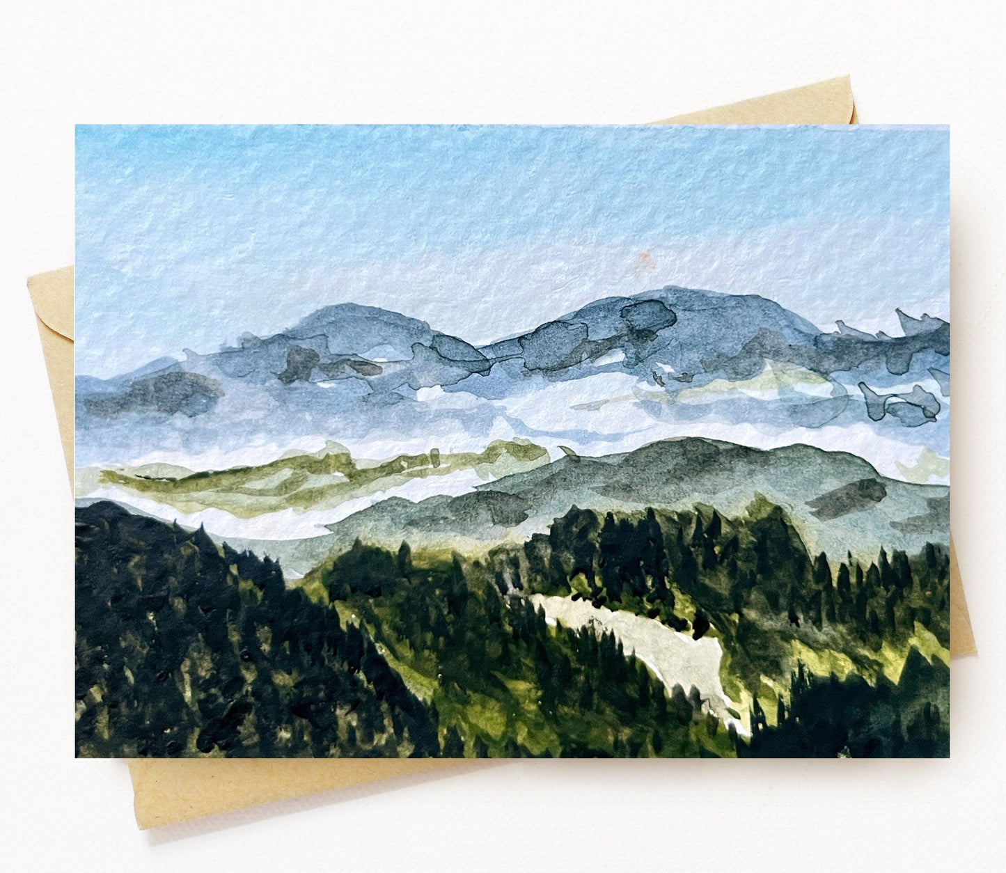 BellavanceInk: Greeting Card With Watercolor Of The Blue Ridge Mountains 5 x 7 Inches - BellavanceInk