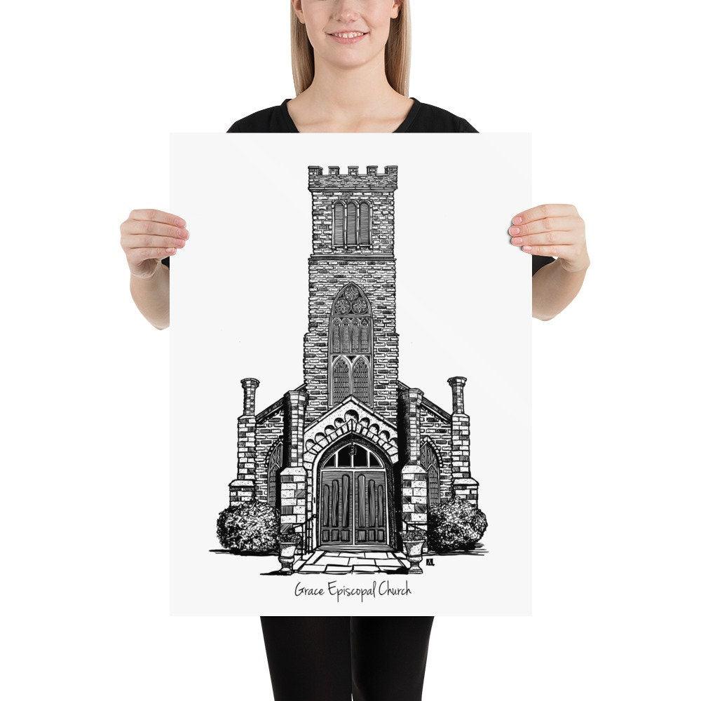 BellavanceInk: Pen And Ink Illustration Of Grace Episcopal Church In Keswick, Virginia - BellavanceInk
