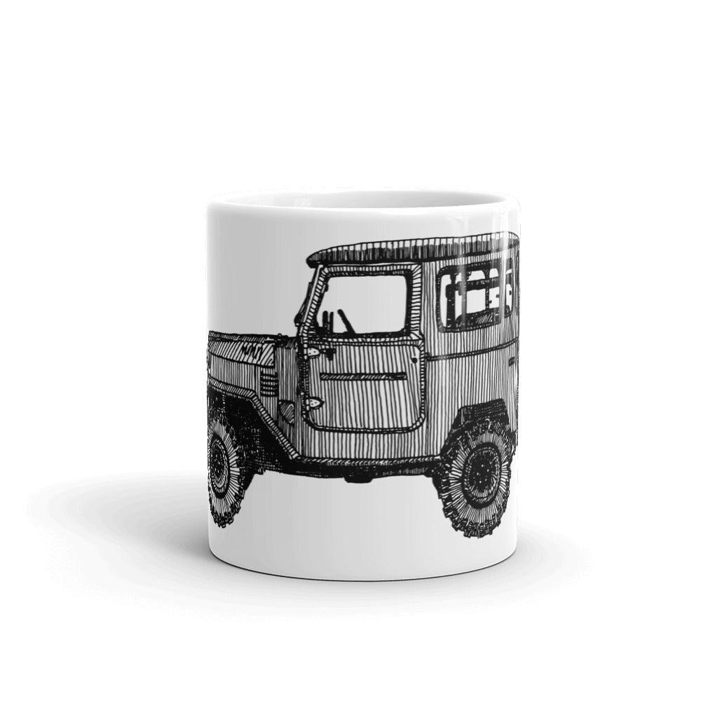 BellavanceInk: Vintage Toyota FJ40 Pen And Ink Illustration On A White Coffee Mug - BellavanceInk