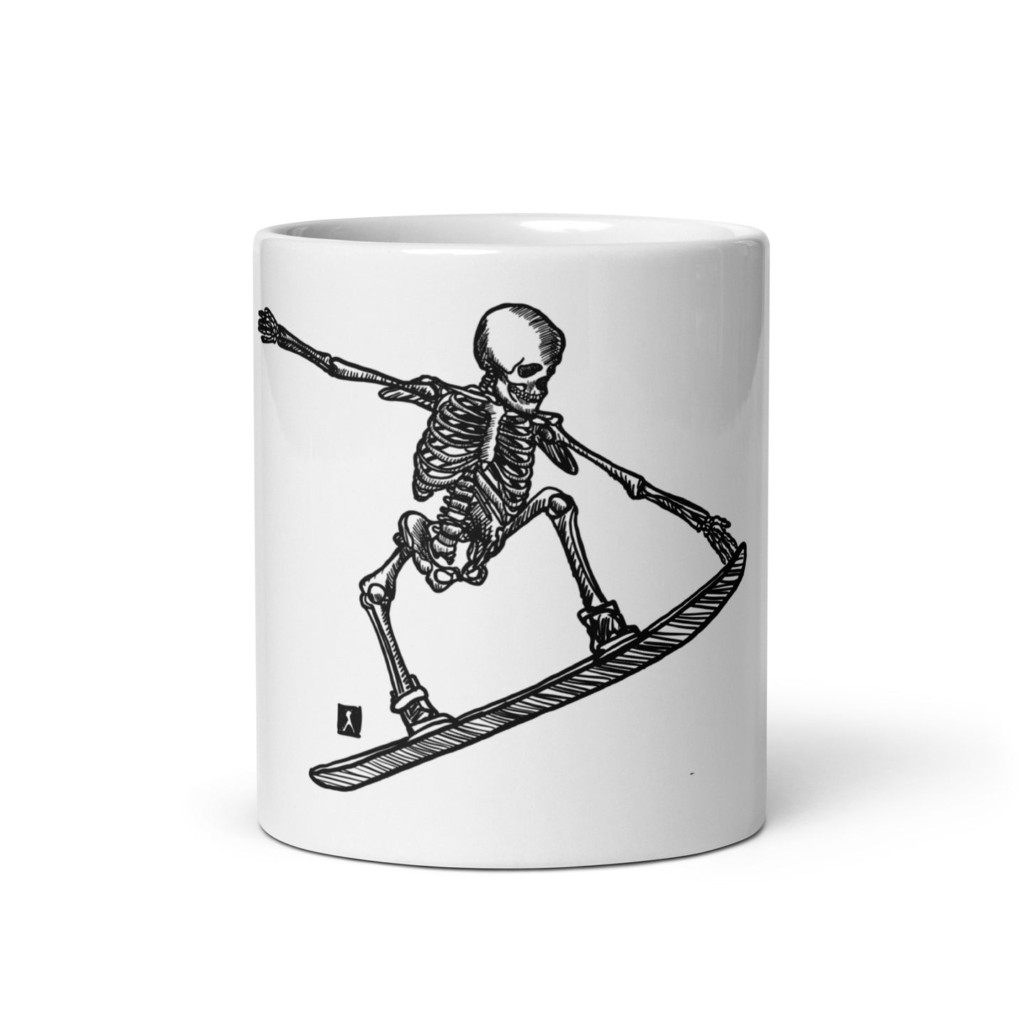 BellavanceInk: Coffee Mug With Pen & Ink Drawing Of Skeleton Snowboarding