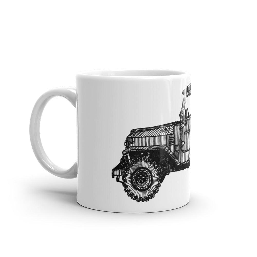 BellavanceInk: Vintage Toyota FJ40 Pen And Ink Illustration On A White Coffee Mug - BellavanceInk