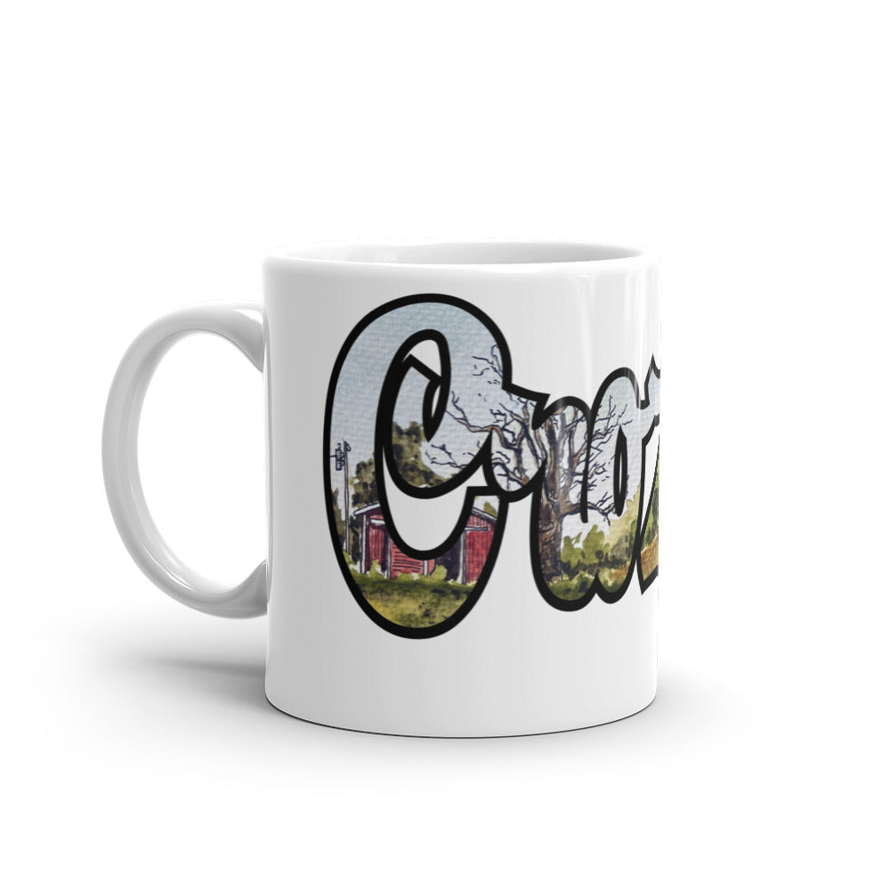 BellavanceInk: Coffee Mug With Pen & Ink Water Color Illustration In Text Of Crozet Active