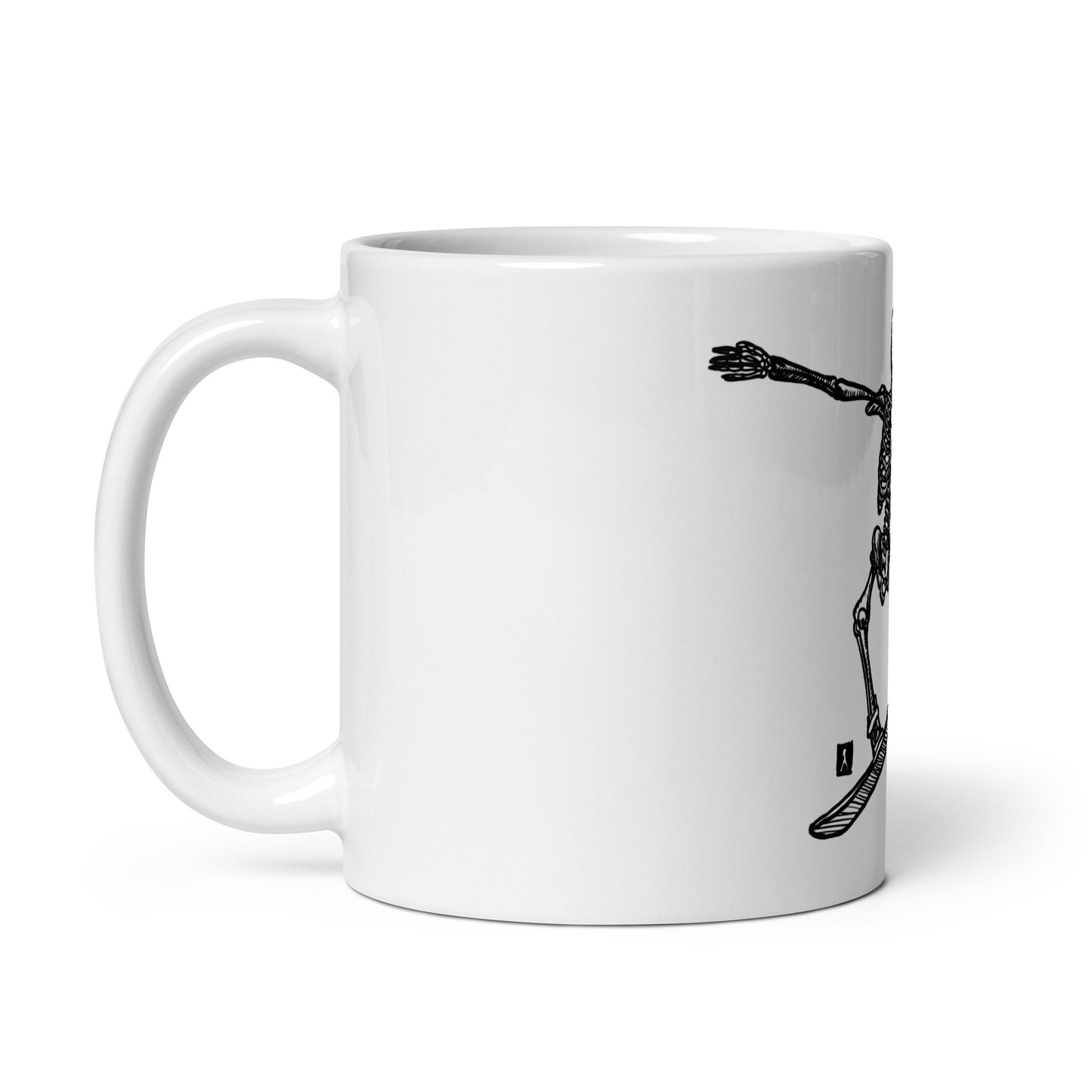 BellavanceInk: Coffee Mug With Pen & Ink Drawing Of Skeleton Snowboarding
