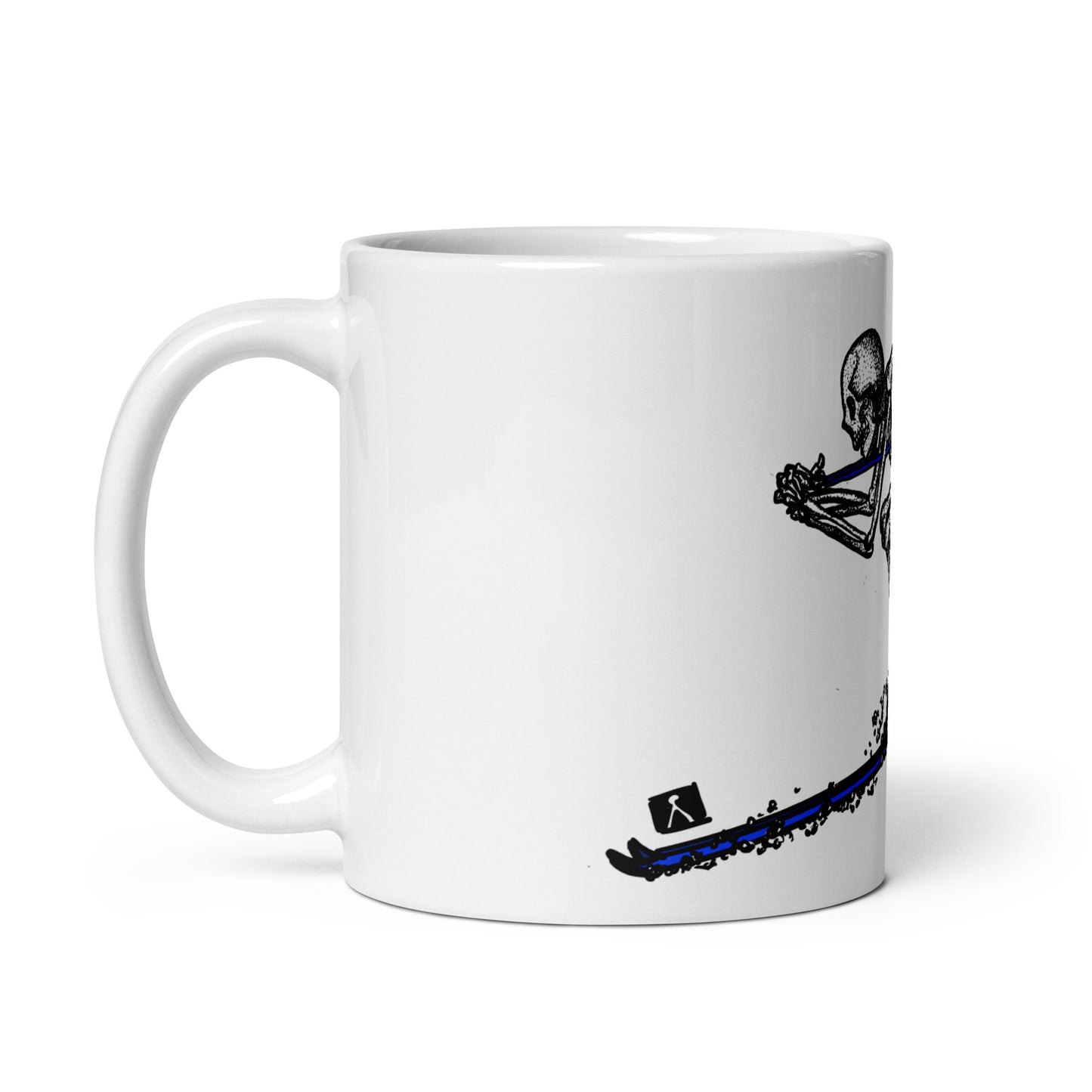 BellavanceInk: Coffee Mug With Pen & Ink Drawing Of Skeleton Skiing Downhill