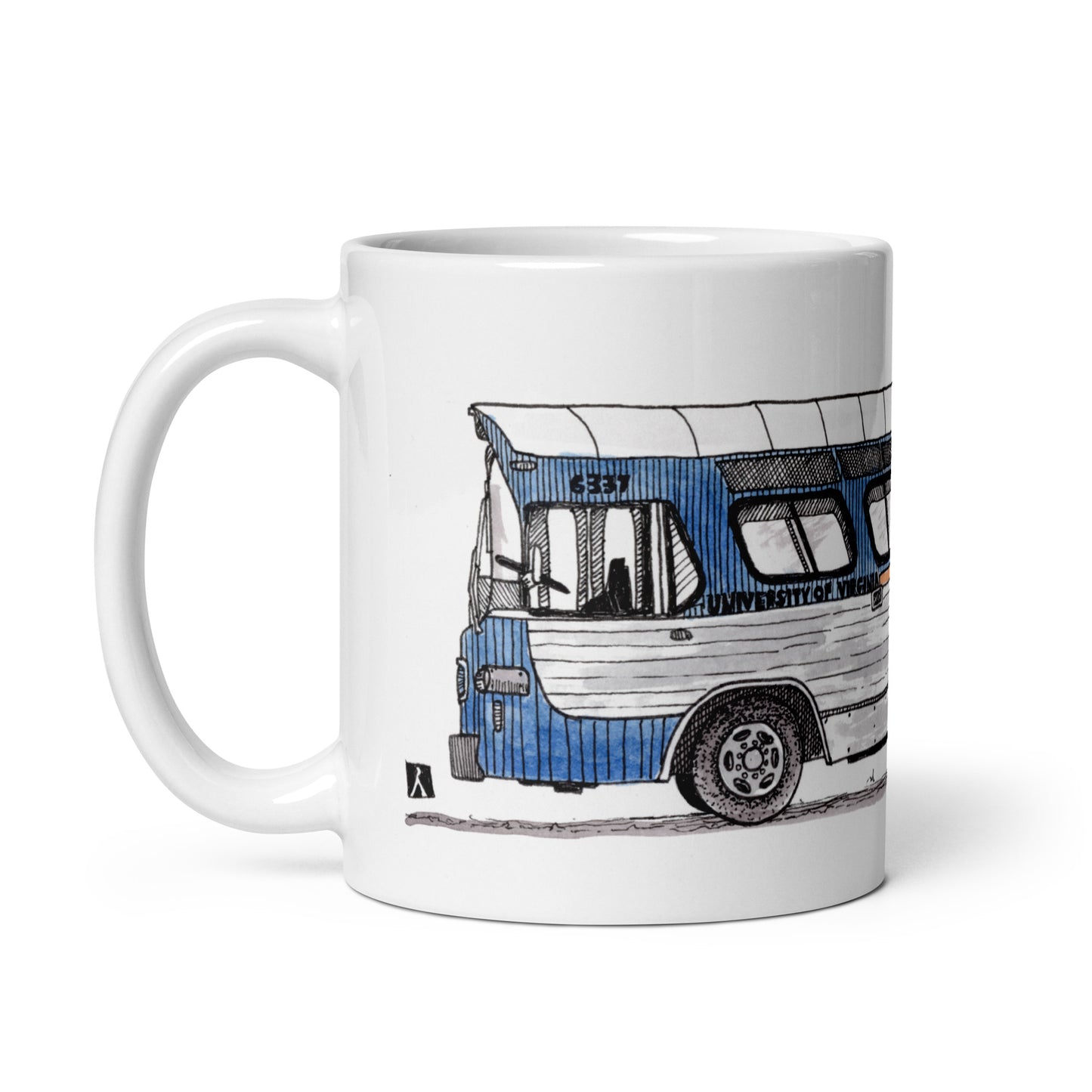 BellavanceInk: Coffee Mug With Pen & Ink Sketch Of Vintage UVA BUS (UNOFFICIAL) in Charlottesville, Virginia