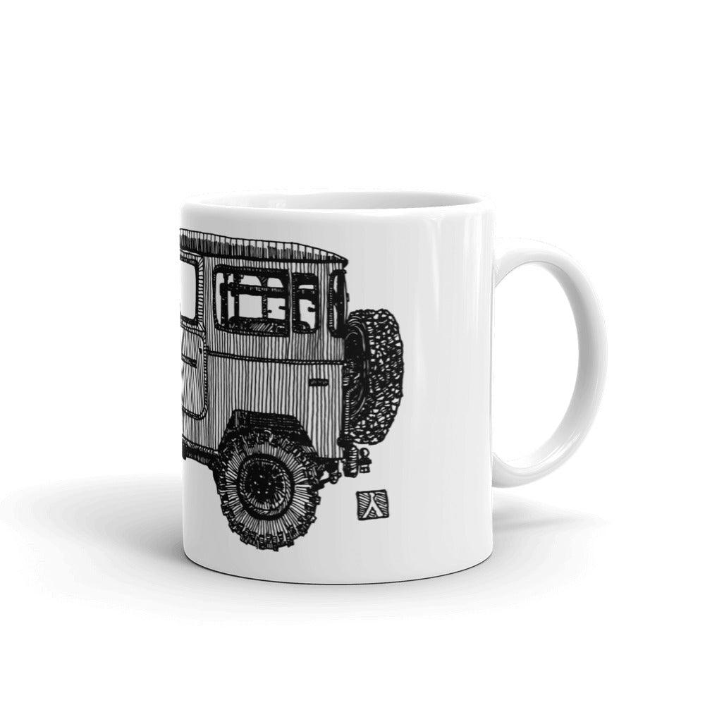 BellavanceInk: Vintage Toyota FJ40 Pen And Ink Illustration On A White Coffee Mug - BellavanceInk