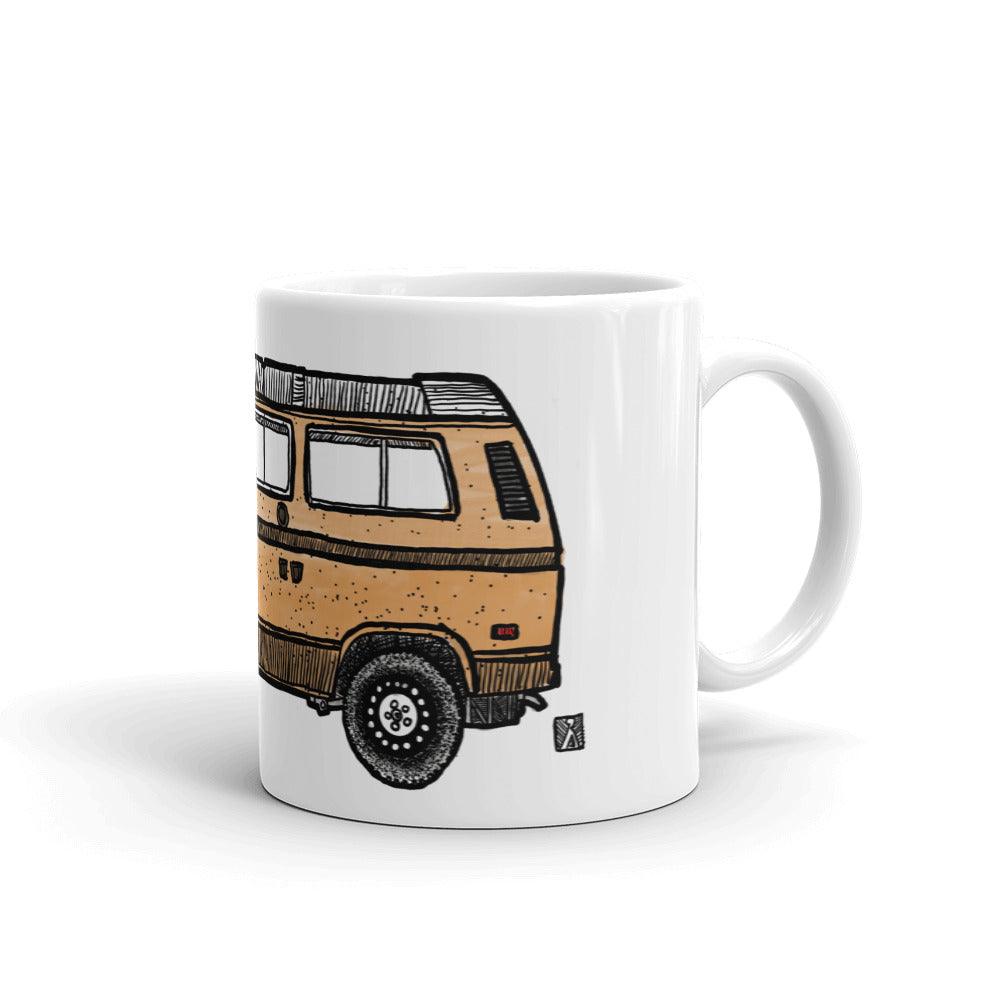 BellavanceInk: Coffee Mug With Vintage VW Westfalia Van Pen And Ink Illustration - BellavanceInk