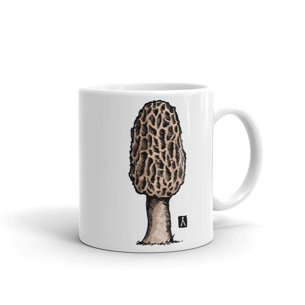 BellavanceInk: White Coffee Mug With Pen/Ink Watercolor Of A Morel Mushroom - BellavanceInk