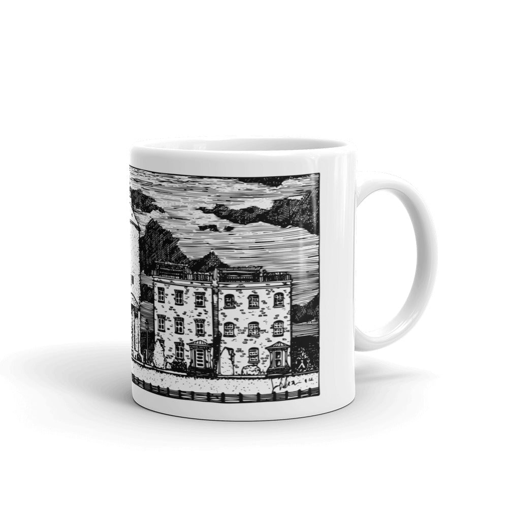 BellavanceInk: Coffee Mug With Pen & Ink Sketch Of City Walk And The Train Coal Tower In Charlottesville