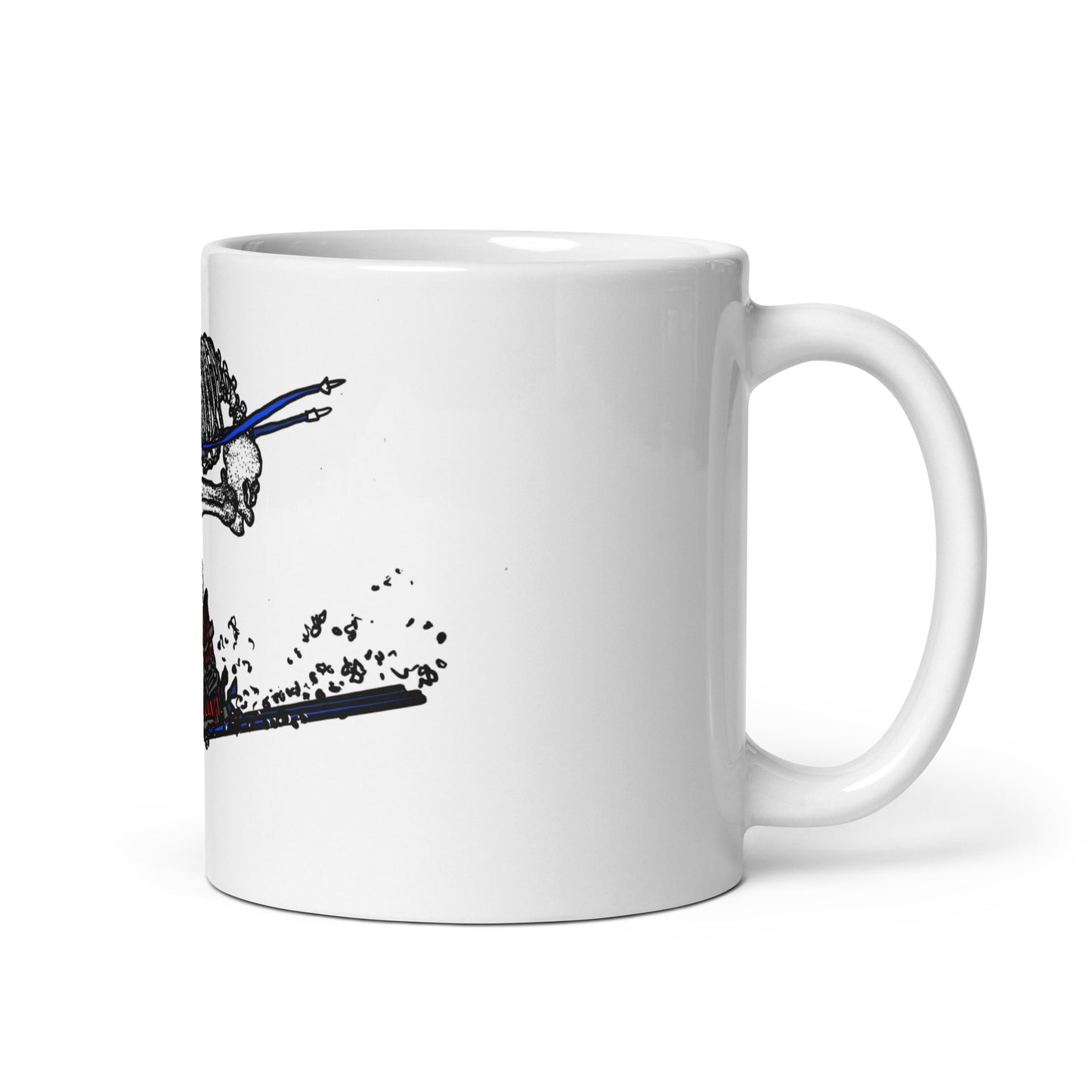 BellavanceInk: Coffee Mug With Pen & Ink Drawing Of Skeleton Skiing Downhill