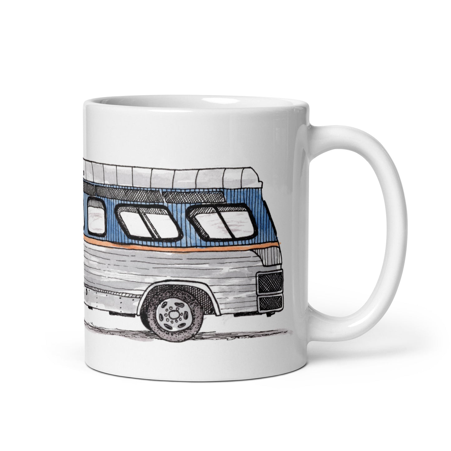 BellavanceInk: Coffee Mug With Pen & Ink Sketch Of Vintage UVA BUS (UNOFFICIAL) in Charlottesville, Virginia
