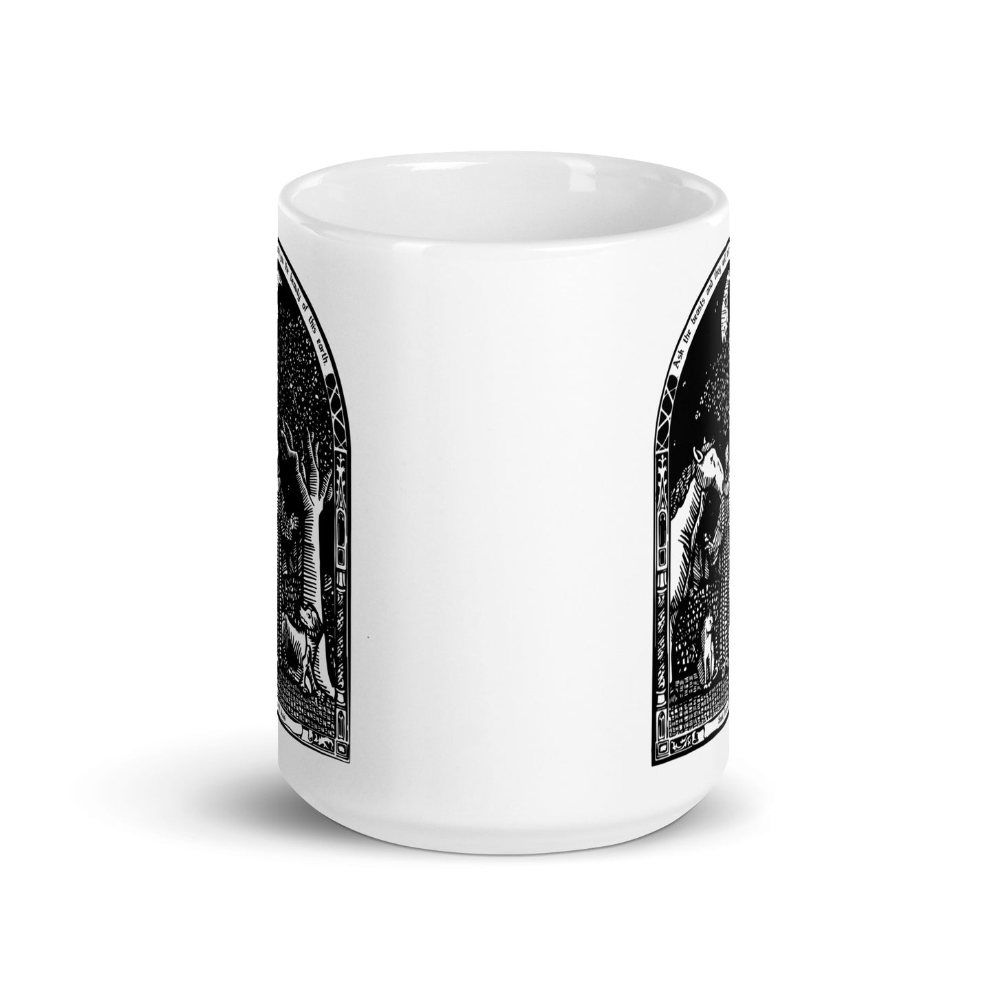 BellavanceInk: Coffee Mug With The Patron Of Pets Saint Francis Of Assisi Wood Cut Style Graphic