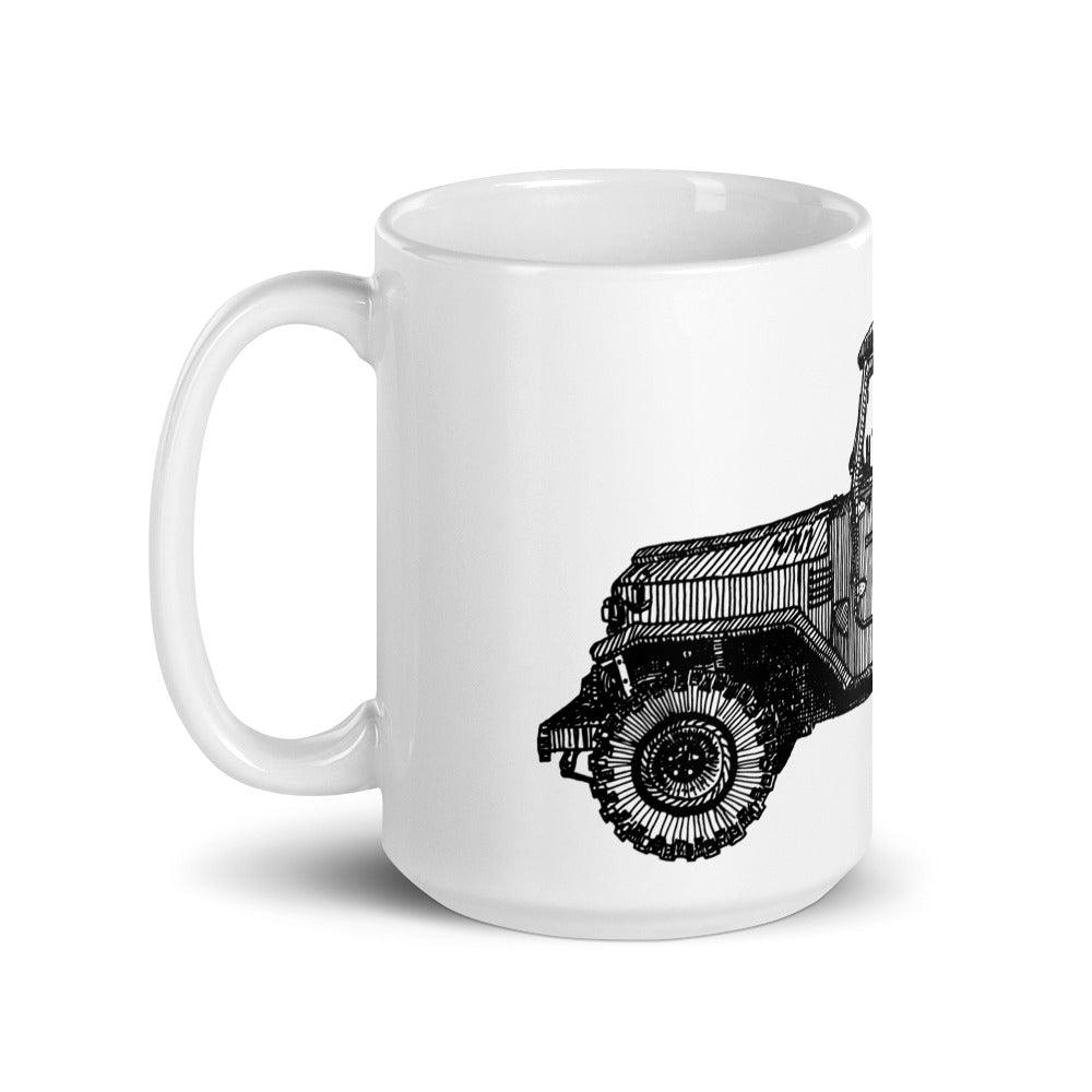 BellavanceInk: Vintage Toyota FJ40 Pen And Ink Illustration On A White Coffee Mug - BellavanceInk